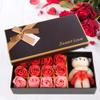 Rengue Valentine Day Romantic Soap Rose 12 Rose Flower Soap Plush Bear, Romantic Valentine Her with Gift Box, Preserved Roses Teddy Bear Doll for Anniversary Birthday Christmas (red gradient) view 2