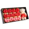 Rengue Valentine Day Romantic Soap Rose 12 Rose Flower Soap Plush Bear, Romantic Valentine Her with Gift Box, Preserved Roses Teddy Bear Doll for Anniversary Birthday Christmas (red gradient) view 4