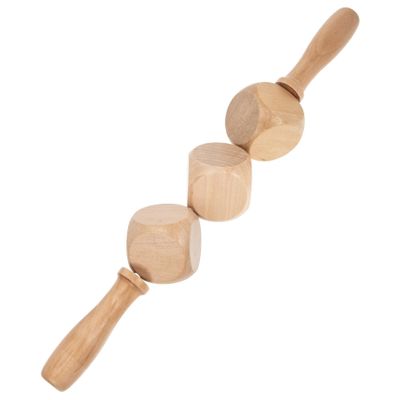 Ciieeo Wooden Massage Stick for Deep Tissue Muscle Relief and Fatigue Reduction, Khaki Manual Massager with Dice Design, Suitable for Sports Athletes and Dancers, Smooth Skin Roller Tool