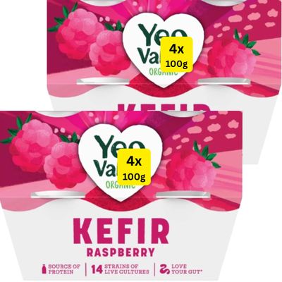 Org Raspberry Kefir Yogurt YeoValleys (8x100g)