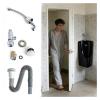 MZZKFC Corner Urinals with Drainage Kit & Flush Valve, Wall-mounted Ceramic Urinal for Men, Black White Men's Urinal for Public Restrooms/Garage/Basement(Black) view 1