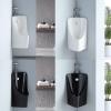 MZZKFC Corner Urinals with Drainage Kit & Flush Valve, Wall-mounted Ceramic Urinal for Men, Black White Men's Urinal for Public Restrooms/Garage/Basement(Black) view 2