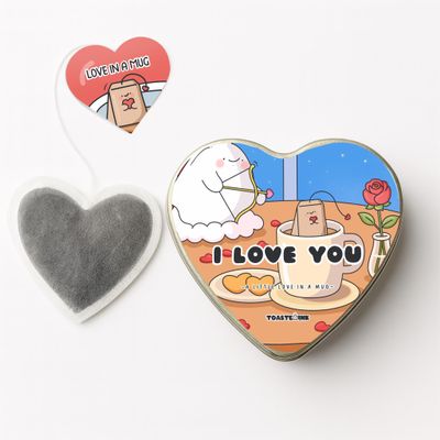 Heart-Shaped Tea Bags Handmade Loose-Leaf Tea in Gift Tin (Set of 5) I Love You Valentines Day Gift (Sleepy Relax Tea)