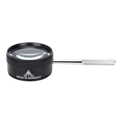 FreshCart Basics 35X Portable Handheld Magnifier with Detachable Handle for Jewelry Identification Reading At Home, Office, or Lab, Zinc Alloy, 2" Diameter