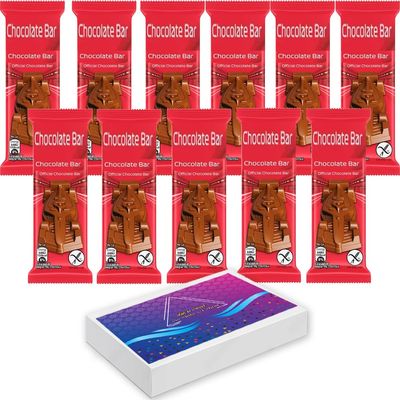 Car Figure Chocolate Bar 29g With Gift Box - Milk Chocolate Shell With Chocolatey Filling With Crispy Pieces - kta (10 x Bars)