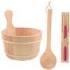 Alasum Wood Sauna Bucket Kit with Handle 4l Wooden Water Ladle Sand Timer 3pcs Sauna Room Accessories view 1