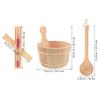 Alasum Wood Sauna Bucket Kit with Handle 4l Wooden Water Ladle Sand Timer 3pcs Sauna Room Accessories view 2