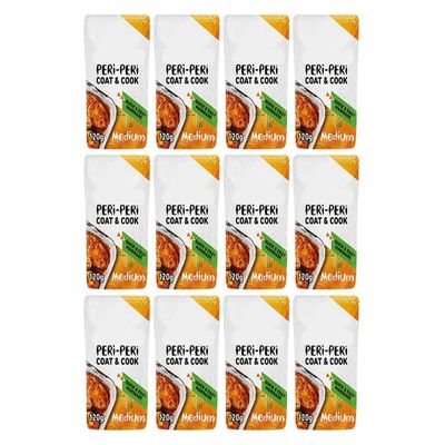 PERi-PERi Coat & Cook Medium, Gluten-Free, No Artificial Preservatives, Flavours or Colours, Suitable for Vegetarians, 120g, Pack of 12