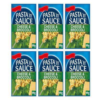 Pasta 'n' Sauce Cheese & Broccoli, Dried Pasta in Mild Cheese Sauce Mix, Vegetarian, 99g, Pack of 6