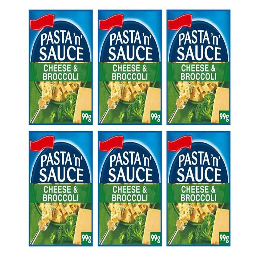 Pasta 'n' Sauce Cheese & Broccoli, Dried Pasta in Mild Cheese Sauce Mix, Vegetarian, 99g, Pack of 6