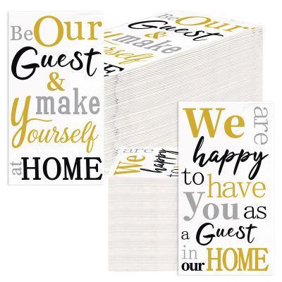 100 Pcs Friends & Family Home Range Paper Napkins 3 Ply Welcome Guest Disposable Absorbent Hand Towels Soft Dinner Paper Napkins for Bathroom Home Kitchen Wedding Holiday Baby Bridal Shower