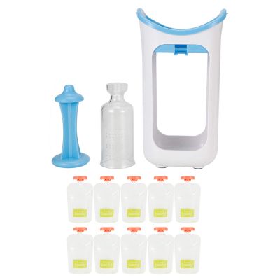Omabeta Squeeze Station Portable Fruit Puree Squeezer for DIY Food Pouches in Blue, Rosy Red for Home Kitchen 12.0x5.1x3.7in (Blue)