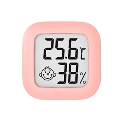 LCD Electronic Digital Temperature Humidity Meter Indoor Outdoor Thermometer Hygrometer Weather Station Clock,Pink