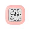 LCD Electronic Digital Temperature Humidity Meter Indoor Outdoor Thermometer Hygrometer Weather Station Clock,Pink view 1