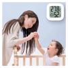 LCD Electronic Digital Temperature Humidity Meter Indoor Outdoor Thermometer Hygrometer Weather Station Clock,Pink view 4