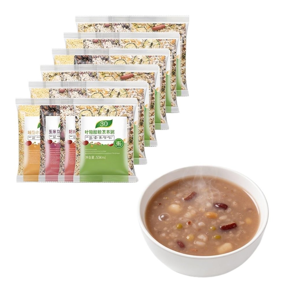 30 Pack Mixed Grain Porridge, 75g Per Bag, Quick Cook Breakfast Cereal Blend Easy Stove/Rice Cooker Recipe, Healthy Family Meal