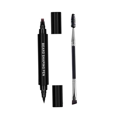 Beard Filling Pen Kit, Beard Filler Pen Pencil Brush Filling Kit Long-lasting Waterproof Black for Gaps Thin Patchy Men 2PCS