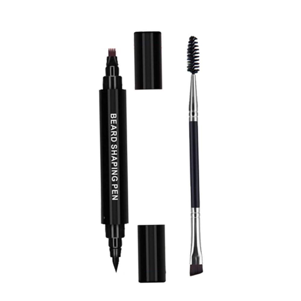 Beard Filling Pen Kit, Beard Filler Pen Pencil Brush Filling Kit Long-lasting Waterproof Black for Gaps Thin Patchy Men 2PCS