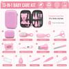 Baby Grooming Kit Newborn, 13-Piece Healthcare & Nail Care Set with Brush, DigitalThermometer, Nasal Aspirator, Nail Care Set, Clippers & Case, Baby Gift Set (Pink) view 2