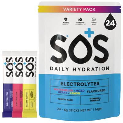 SOS Daily Hydration Electrolyte Mixed Flavour Selection Pack (Pack of 24)