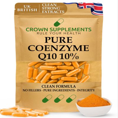 Pure CoQ10 Capsules | Clean Formula Extracts | Q10 Supplement Ubiquinone for Women & Men | Crown Supplements UK (180 Capsules)