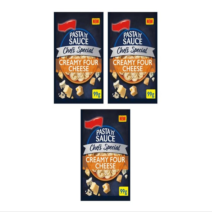 Pasta'n'Sauce Chef's Special Creamy Four Cheese, 99g, Pack of 3, No Artificial Colours or Preservatives, Suitable for Vegetarians
