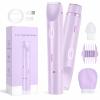 2026 New Elunara Shaver, 18cm Elunara Intimate Glide Pro Shaver, 2 in 1 Dual Head Razor for Women, Electric Bikini Trimmer, USB-C, Ipx7 Waterproof, for Woman Pubic Hair for Lip Underarm Body (Purple)