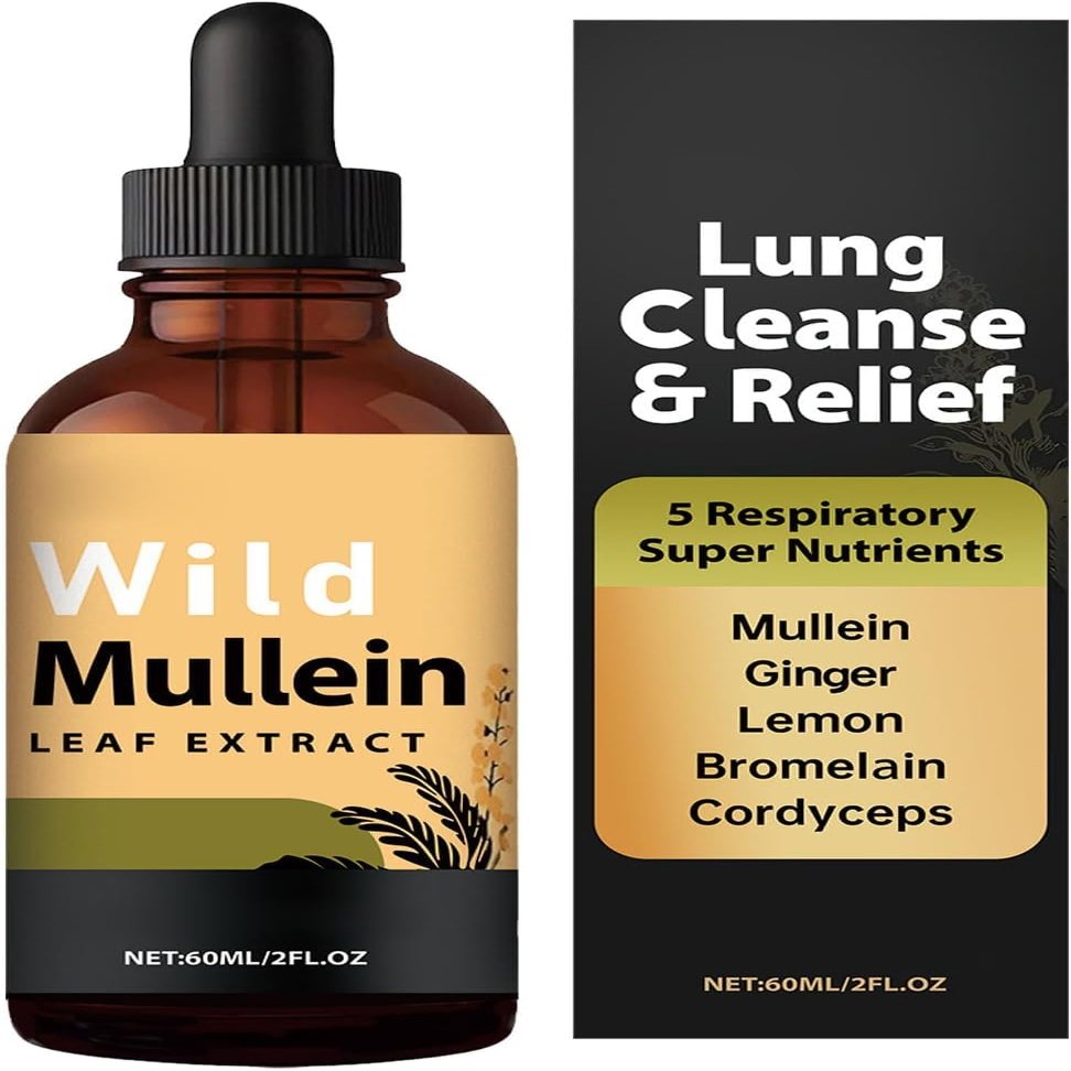 Wild Mullein Drops,Mullein Leaf Extract for Lungs,Lung Cleanse Support Drops,for Men & Women