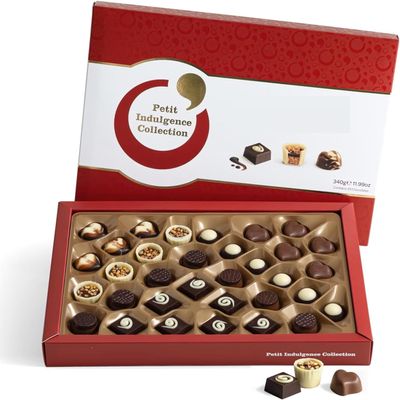 Lily O Brien Gourmet Petit Chocolate Indulgence | Valentines Day Present | Large Box - 340g | 33 Chocolates | Delightfully Dark, Milk & White Assortment Perfect Treat for Special Occasions