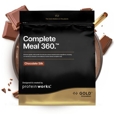 Protein Works | Complete Meal 360 - GOLD Innovation, Premium Meal Replacement Shake, High Protein, 165 Health Benefits, 24 Vitamins & Minerals, Omega 3, Chocolate Silk, 5 Meals, 500g