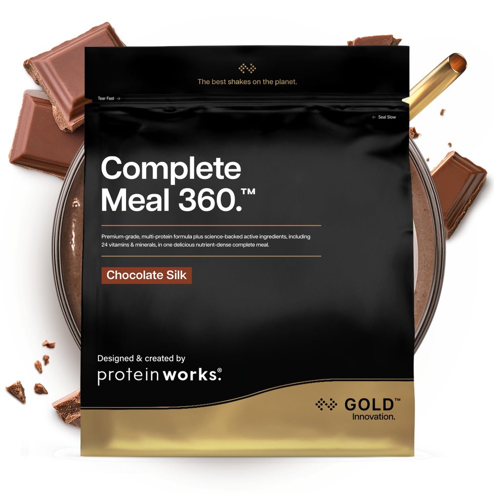 Protein Works | Complete Meal 360 - GOLD Innovation, Premium Meal Replacement Shake, High Protein, 165 Health Benefits, 24 Vitamins & Minerals, Omega 3, Chocolate Silk, 5 Meals, 500g