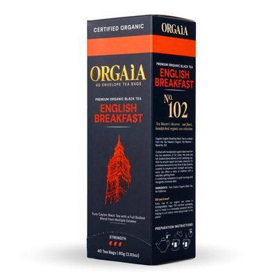 ORGAIA Organic English Breakfast Black Tea, 40 Teabags, Vegan Friendly