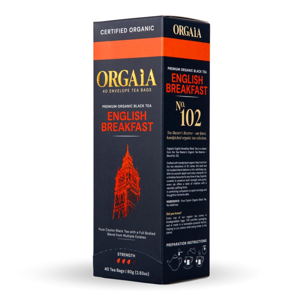 ORGAIA Organic English Breakfast Black Tea, 40 Teabags, Vegan Friendly