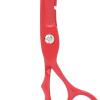 6 Inch Stainless Steel Beard Trimming Scissors, Barber Hair Cutting Shears with Precision Blades, Ergonomic Handle for Home Salon Use, Adjustable Tension Screw for Mustache and Hai (Red) view 4
