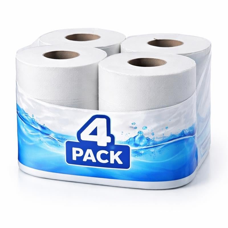 Quilted Toilet Roll, White 2-Ply, Pack of 4, 210 Sheets