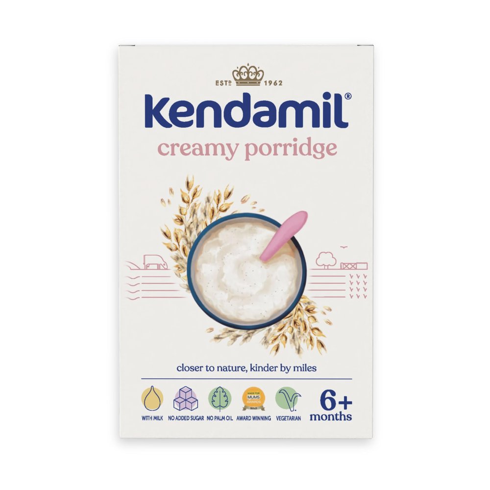 Kendamil Creamy Oat Baby Porridge (6+ Months) Baby Weaning Porridge Easy Just Add Water Cereal, No Added Sugar, Vegetarian Friendly 7x150g (approx. 50 Servings)
