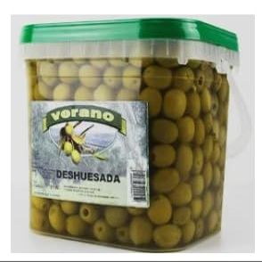 Sanchez Montes Pitted Green Olives, 2kg Large Tub - Authentic Spanish Manzanilla Style Pitted Olives in Brine