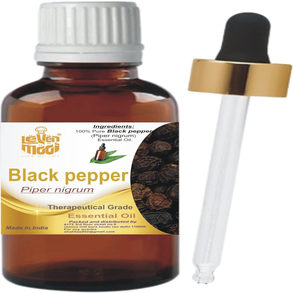 LEVENMOOI Black Pepper (Piper nigrum) Essential Oil 30ML for Aromatherapy, Diffuser, Humidifier and Massage, Amber Bottle with Dropper