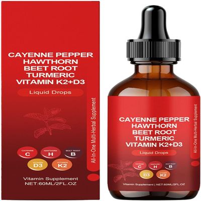 Ae/luro Cayenne Drops,Cayenne Pepper Extract Liquid,Cayenne Pepper Drops,60ml Natural Cayenne Pepper Liquid Drops,Cayenne Pepper Supplement Liquid Drops for Digestive Support (1 Pcs)