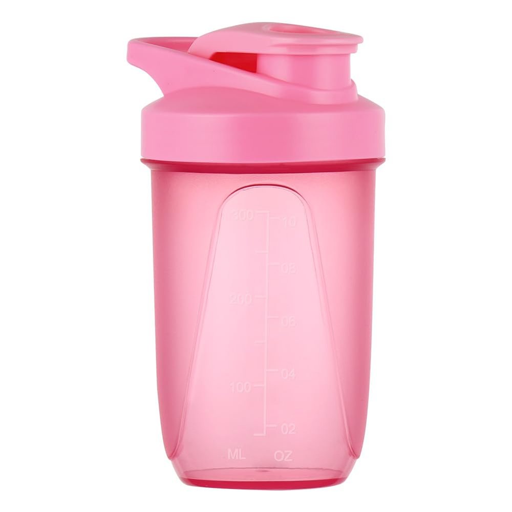 Alaoo Protein Shaker Bottle, Shaker Protein Shakes Plastic with Metal Stirring Ball, Leak Proof Flip Flop Lid Shake Bottle for Fitness Sports Gym for Men and Women, 400ml, Pink