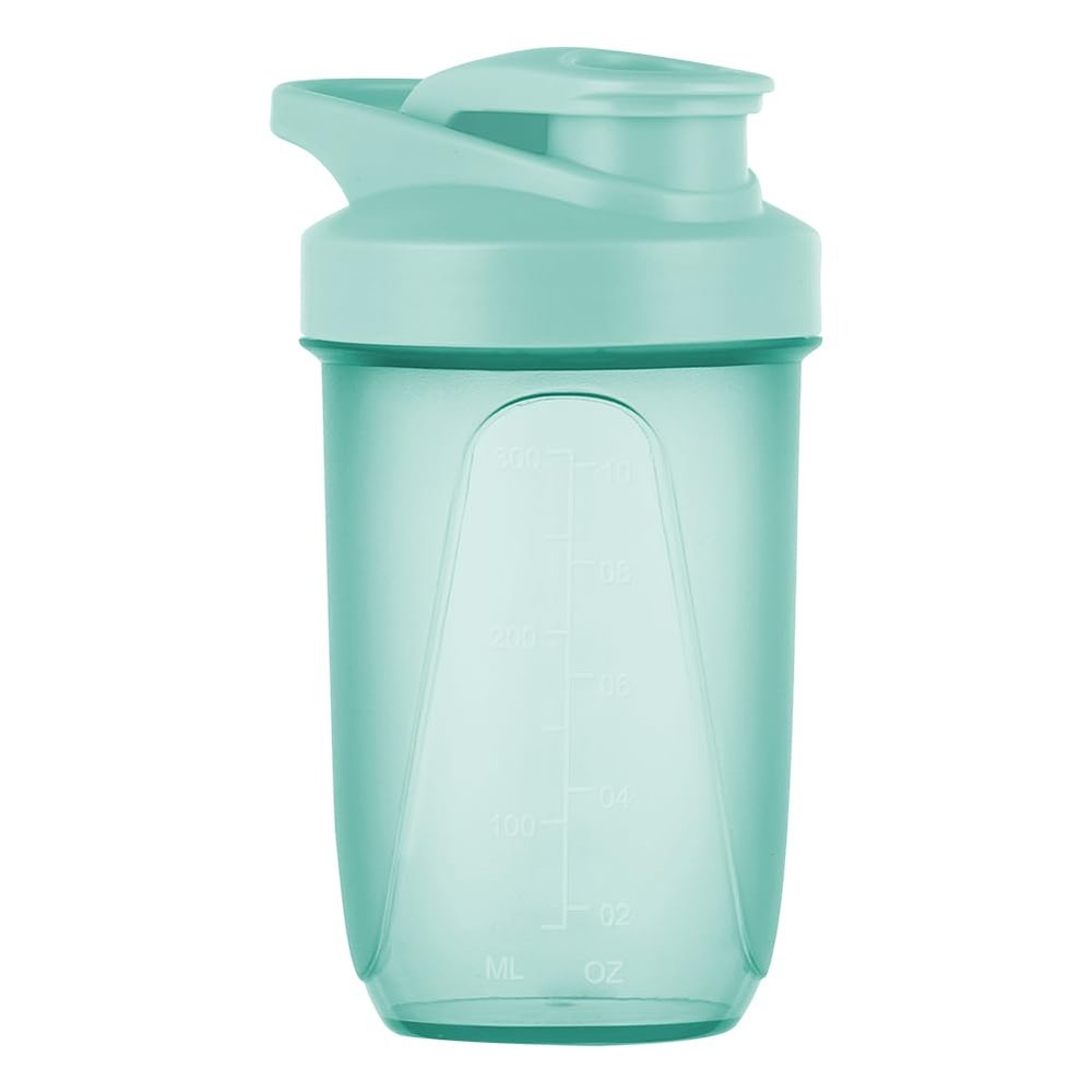 Alaoo Protein Shaker Bottle, Shaker Protein Shakes Plastic with Metal Stirring Ball, Leak Proof Flip Flop Lid Shake Bottle for Fitness Sports Gym for Men and Women, 400ml, Green