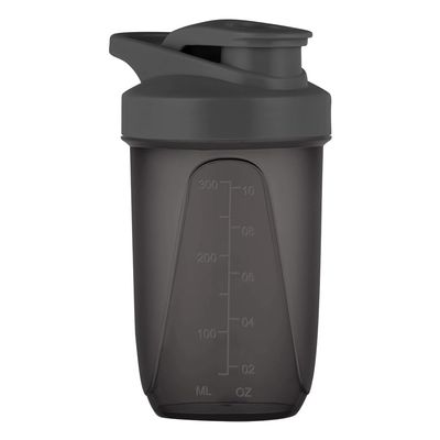 Alaoo Protein Shaker Bottle, Shaker Protein Shakes Plastic with Metal Stirring Ball, Leak Proof Flip Flop Lid Shake Bottle for Fitness Sports Gym for Men and Women, 400ml, Black