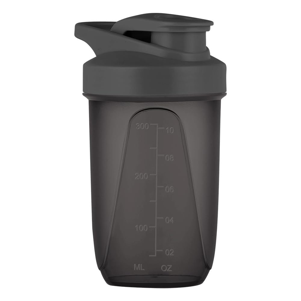 Alaoo Protein Shaker Bottle, Shaker Protein Shakes Plastic with Metal Stirring Ball, Leak Proof Flip Flop Lid Shake Bottle for Fitness Sports Gym for Men and Women, 400ml, Black