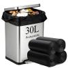 30L Biodegradable Bin Liners 100 Bags, 8Gallon/30 Litre Food Waste Bags Thickened Compostable Trash Caddy Liners, Recycled Degradable Garbage Rubbish Bag for Kitchen Bathroom,Green 60 x 65cm (Black) view 1
