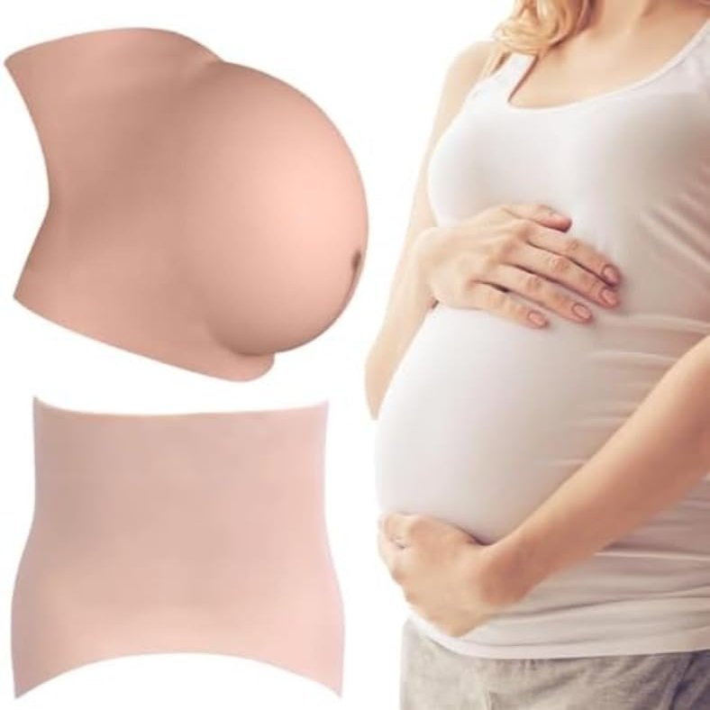 MYUYEE Fake Pregnant Belly - Realistic Silicone Artificial Baby Bump, Soft Skin Touch, Wearable Bodysuit For Actor Performance And Maternity