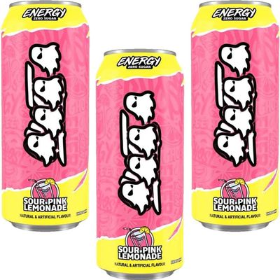 Halloween Energy Sour Pink Lemonade Energy Drink 500ml Zero Sugar, Refreshing Pink Lemonade Flavour | Boost Your Energy & Stay Hydrated - Gst (3 x Can)
