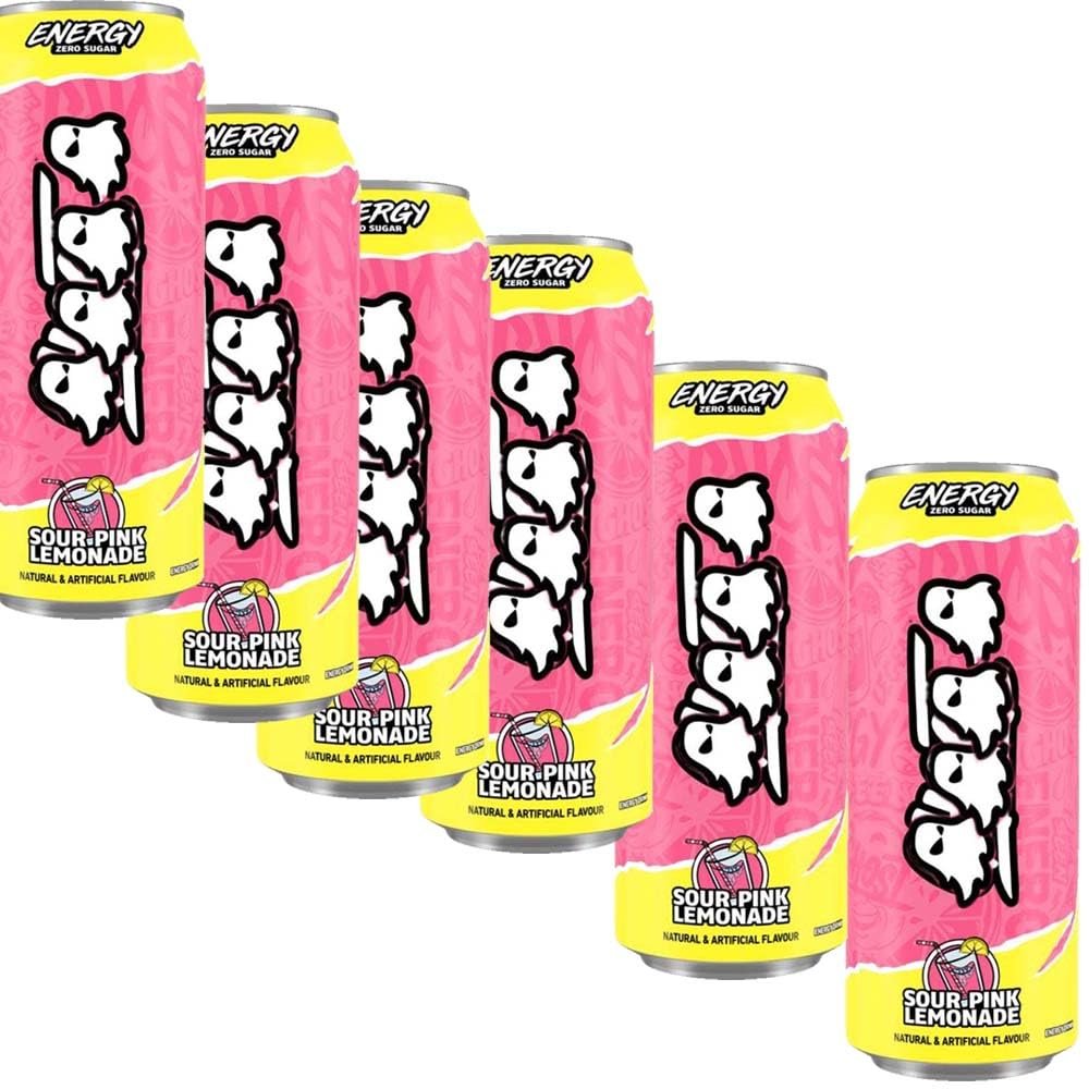 Halloween Energy Sour Pink Lemonade Energy Drink 500ml Zero Sugar, Refreshing Pink Lemonade Flavour | Boost Your Energy & Stay Hydrated - Gst (12 x Can)