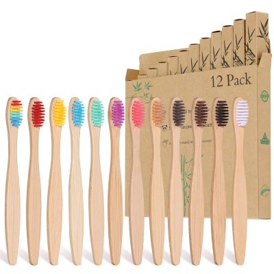 12 Pack Bamboo Toothbrushes for Kids, BPA Free Soft Bristles Toothbrushes, Biodegradable Wooden Handle, Eco-Friendly, Natural Wood Toothbrush for Children