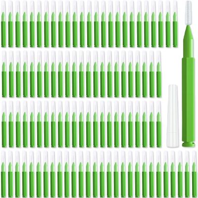 100PCS Interdental Brushes Green, Soft Dental Brushes and Mini Toothpicks in Between Oral Hygiene Cleaning Tool, for Home and Travel, 0.6mm - Green
