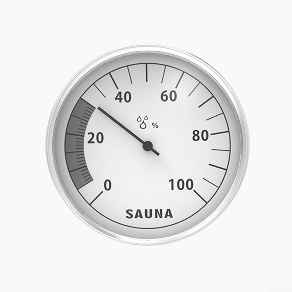 Feeshoppher Mechanical Sauna Hygrometer for Accurate Humidity Control, High Temperature Resistant Aluminum Frame with Glass Mirror, Wall Mounted Design, Large Easy to Read for